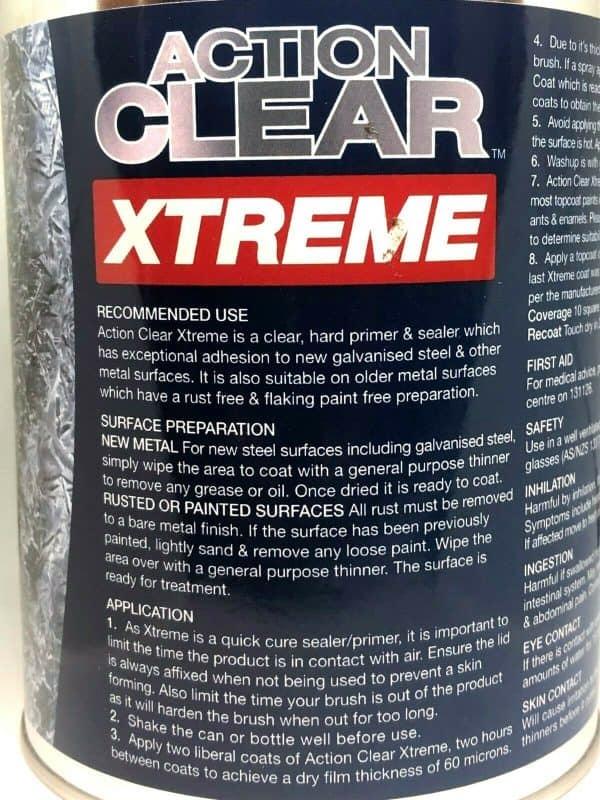 Action Clear Xtreme Metal Sealer & Primer 1 Litre