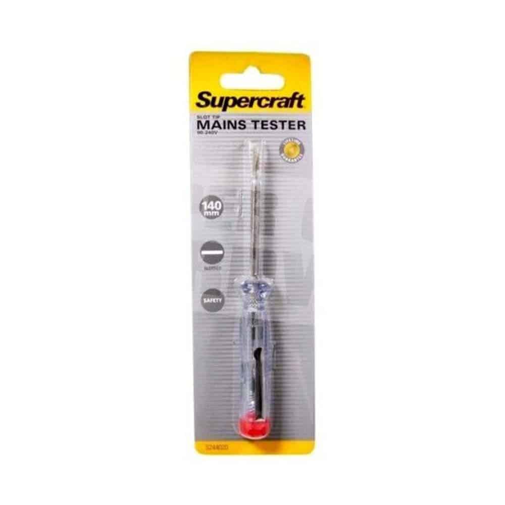 MAINS TESTER Screwdriver Supercraft Slot Tip 90-240v 140mm S244020