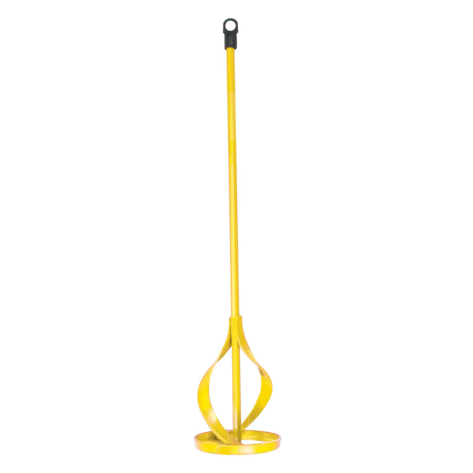 A yellow metal drill to mix paints